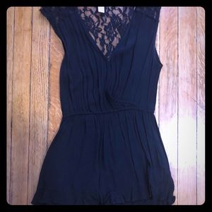 Forever 21 black lace shoulder/back romper